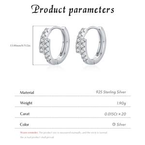 Exquisite S925 Sterling Silver Rhodium Plated Trendy CMA Certified Classic Sparkling Double Row Geometric Moissanite Earrings - Product Image 4