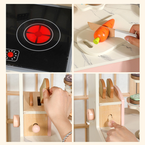 Set Cucina Giocattolo Montessori in Legno per Bambini, Accessori per Giochi di Finzione in Età Prescolare per Bambini e Bambine Che Amano Cucinare - Product Image 4