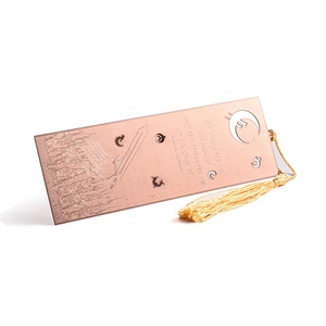 High Quality Retro Rectangle Rose Gold Hollow Out Embossed Metal <b>Bookmark</b> with Tassel - Product Image 6