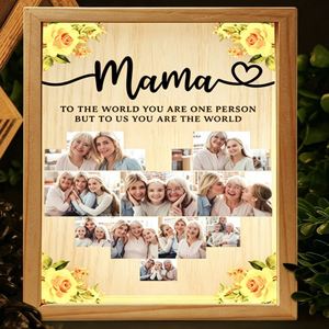 Puzzle en forme de cœur avec photo personnalisée LED, cadre en bois écologique, impression UV, ornement de table, cadeau d'anniversaire pour maman - Product Image 3
