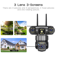 Wistino 6MP lente triple Wifi Cámara 360 grados rotación detección de movimiento visión nocturna cámara de seguridad a todo color