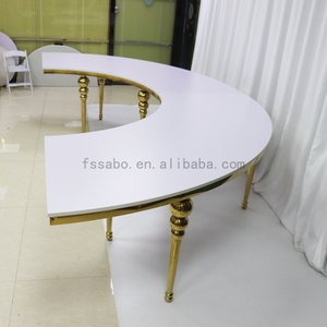 Moderno di lusso in acciaio inox bianco <span class=keywords><strong>S</strong></span> forma di evento banchetto serpentina tavolo per eventi festa di nozze quattro pezzi tavola rotonda - Product Image 2