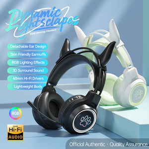 Soyto G35 ODM Auriculares para juegos para jugadores Cute Cow Ear RGB Auriculares con cable para niñas Niños Auriculares AudIfonos Fábrica al por mayor - Product Image 2