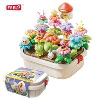 Nouveau 2025 vente directe d'usine FEELO FL3100 95 pièces bricolage fleurs jardin bloc de construction briques ensemble pour enfants bricolage jouet éclairant