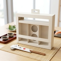 Boîte d'emballage de luxe pour sushis de qualité alimentaire avec fenêtre transparente, tiroir, deux coupelles à sauce, boîte à emporter en carton personnalisée avec séparateurs et gaufrage