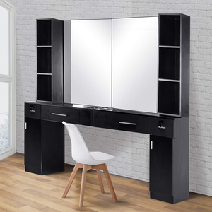 Station de coiffure moderne et fonctionnelle en verre blanc de style nouveau pour les outils de beauté et de maquillage - Product Image 4