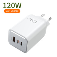 Pengisi Daya Cepat USB C 120W 2C1A Colokan EU Adaptor Daya untuk Laptop Tablet Ponsel Penggunaan Kantor