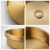 Vasque de salle de bain moderne de luxe, ronde à encastrer, avec cuvette centrale brossée, pour designers d'hôtels de luxe
