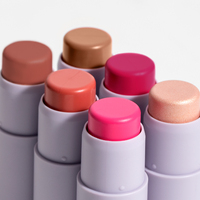 Vente en gros de blush pour les joues en tube violet, vegan, possibilité de créer votre propre logo, OEM, maquillage imperméable, 3 en 1, SPF, blush en stick à étiquette privée