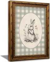 Seni Dinding Kelinci Paskah Berbingkai Emas Vintage, Dekorasi Sketsa Kelinci Hutan, Sampel OEM ODM Siap Dalam Setengah Hari