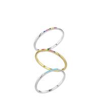 Cincin Perak S925 Berlapis Emas 14K dengan CZ Multiwarna Micro Pave, Cincin Perak CZ Pelangi Multiwarna yang Ramping dan Dapat Ditumpuk