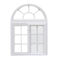 Ventanas Arqueadas Modernas de PVC con Rejilla y Diseño de Ventana Arqueada, Ventana Corredera de Doble Vidrio
