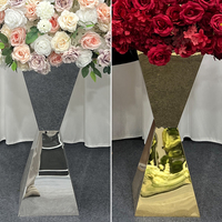 Nouveauté : Grand support rectangulaire en métal doré pour fleurs, centre de table écologique pour décoration de table événementielle