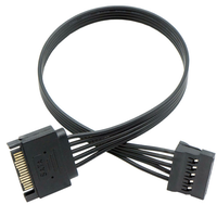 Adaptor SATA 1-ke-1 15Pin Male ke Female 1-ke-2 Terproteksi Fleksibel Tinggi Kontrol FEP Tembaga untuk Penggunaan Industri pada Mesin