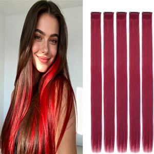 คลิปต่อผมตรงยาว20นิ้วทำจากเส้นผมสังเคราะห์สีสันสดใสทนความร้อนสำหรับผู้หญิง - Product Image 1