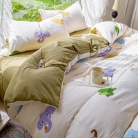 Parure de lit 4 pièces en microfibre imitation lin, douce pour la peau, avec housse de couette et taies d'oreiller, pliée, prix fabricant