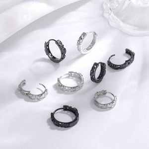 Boucles d'oreilles créoles en argent sterling 925, style punk rock, pour femmes et hommes, avec pierres naturelles de qualité, bijoux d'oreille hip-hop - Product Image 1