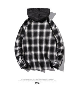 High Quality Fashion 100% Cotton American Men Long Sleeve Men's Casual <strong>Flannel</strong> Plaid Shirt Man Dismountable Hoodie <strong>Jacket</strong> - Product Image 6