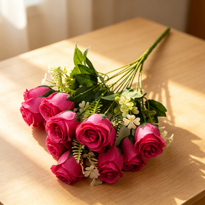 Expédition immédiate - <span class=keywords><strong>Bouquet</strong></span> <span class=keywords><strong>de</strong></span> fleurs artificielles <span class=keywords><strong>en</strong></span> soie réaliste, mini-rose impériale à 12 tiges, style nordique, livraison rapide <span class=keywords><strong>en</strong></span> <span class=keywords><strong>ligne</strong></span> pour Noël - Product Image 2