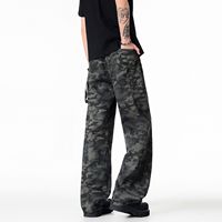 Pantalon de travail cargo décontracté pour homme, coupe droite, camouflage, streetwear, coupe bootcut, léger et lavable
