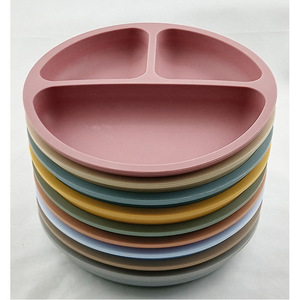 Plato de silicona dividido para niños, circular, libre de BPA, de grado alimenticio, para alimentación de bebés de 0 a 12 meses, diseño de color sólido. - Product Image 1