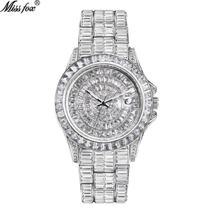 Reloj de pulsera para hombre de lujo, cuadrado, con diamantes, oro, acero inoxidable, resistente al agua, con fecha automática, cristal, mecánico, para negocios. - Product Image 3