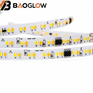 Bande LED CCT double tonalité 192 LED/m 2835, 12W/m, 8mm, avec circuit imprimé électroplaqué, coupable toutes les 12,5cm, à brancher, pour intérieur, vente en gros mondiale, AC220V - Product Image 4