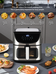 Электронное Сенсорное визуальное окно высокой четкости для дома, интеллектуальная Бездымная и легко очищаемая воздушная фритюрница из нержавеющей стали 8 л - Product Image 4