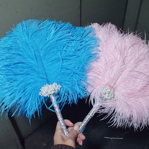 Incarnadine plume d'autruche ventilateur pour femmes Costume spectacle thé fête vacances approvisionnement danse mariée mariage décor Photoshoot accessoire - Product Image 2