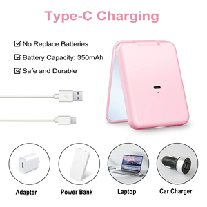 Yeni tasarım taşınabilir makyaj aynası şarj edilebilir seyahat katlanır kompakt aynalar ile Led ışık büyüteç el LED - Product Image 4