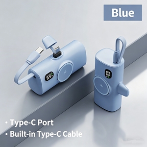Nouvelle batterie externe magnétique sans fil de poche 2026 avec entrée Type-C, câble intégré, mini-batterie en plastique pour alimentation mobile - Product Image 5