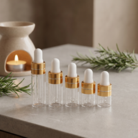 Lot de flacons compte-gouttes en verre vierges de 1 ml, 2 ml, 3 ml, 4 ml, 5 ml – Vente en gros, personnalisation OEM, logo sur mesure, marque privée, emballage en vrac pour les marques