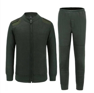 DFU109 Customized Olive Green <b>Men</b> <b>Cardigan</b> with Zip on Chest Open 50% Cotton 50% Acrylic - Product Image 4