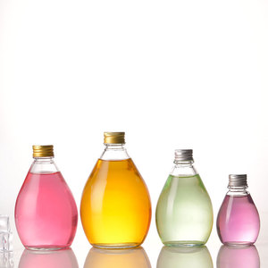 Venta Caliente Botellas de Vidrio Transparente Esmerilado Ecológicas y Reciclables en Forma de Gota de Agua de 100 ml, 280 ml, 350 ml, 500 ml con Tapa de Rosca para Jugo, Leche y Té - Product Image 5