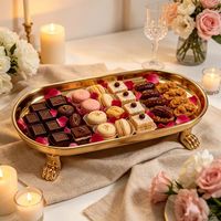 Plateau de service élégant et durable en fer doré, personnalisé, avec impression arabe islamique, décoratif pour Ramadan et Eid