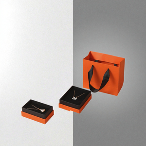 Cajas de cartón económicas de color naranja para exhibir pequeños aretes, broches y joyas, con tapa rosa, para regalo, almacenamiento de collares y como caja de regalo para joyería. - Product Image 2