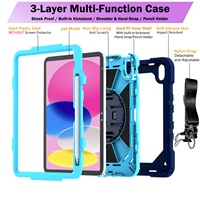 Étui de protection robuste pour tablette avec rotation à 360 degrés, multi-angles, protection intégrale du corps, pour iPad 10.9 10e et 11e génération, coque antichoc