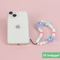 Colgante para Teléfono con Cuentas de Perlas Electrochapadas Personalizadas, Correa Brillante con Cuentas Agrietadas, Decoración de Cangrejo y Unicornio, Bonito Colgante Oceánico, Cadena para Teléfono Móvil