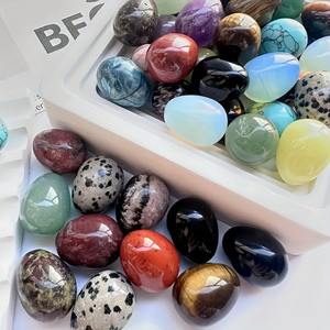 7 buah telur batu penghilang stres, kristal batu dipoles untuk menghilangkan kecemasan, meditasi, keseimbangan Chakra, dekorasi Paskah - Product Image 1
