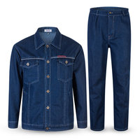 Combinaison de travail unisexe en denim de coton à manches courtes pour l'été, respirante, résistante à l'usure et anti-brûlure, idéale pour l'usine et le chantier