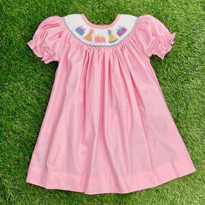 Ropa de fiesta para bebé, ropa infantil de moda, vestido rosa de algodón con moño para niña - Product Image 3