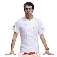 Uniforme de chef pour hommes de style chinois d'été, en polyester, à manches longues, vêtements de travail de cuisine pour hôtels et restaurants, durables et respirants