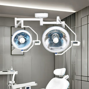 लक्जरी डबल गुंबद सर्जिकल लैंप डॉट छत की रोशनी अभिन्न हैलोजन प्रतिबिंब छाया रहित ऑपरेशन दंत उपयोग धातु सामग्री - Product Image 2