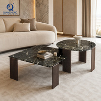 Ensemble de tables basses en marbre haut de gamme, design géométrique, base en métal, pour la maison de luxe, hôtel, salon, projet de mobilier