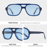 Lunettes de soleil polarisées UV400 haut de gamme pour hommes, monture carrée double pont en acétate léger, anti-radiation, confortables