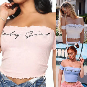 T-shirts à épaules tombantes, T-shirt à impression intégrale, hauts de sport pour femmes, impression à chaud, crop tops sexy à manches courtes - Product Image 4