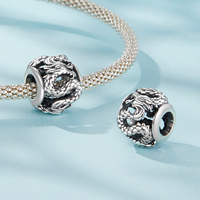 Breloque en argent sterling 925, phénix, dragon volant, perle ronde creuse, compatible avec les bracelets originaux, accessoires de bijoux DIY pour femme