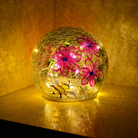 Décoration créative, petite lampe de nuit, guirlande lumineuse LED alimentée par piles, lampe à motif floral peint, forme géométrique, verre