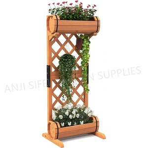 Jardinière en <span class=keywords><strong>treillis</strong></span> en <span class=keywords><strong>bois</strong></span> 2 niveaux Boîte à fleurs en tonneau de vin - Product Image 1