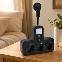 Adaptateur de prise domestique en cuivre de style européen, personnalisé en usine, vente en gros, un vers trois, avec interrupteur de contrôle total